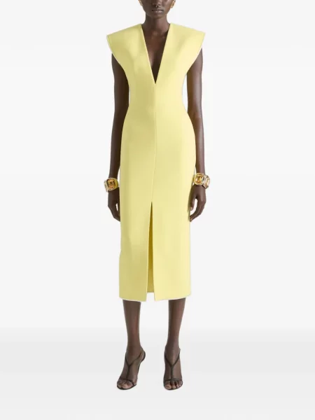 Rochie tip creion Givenchy de lână cu decolteu în V galben