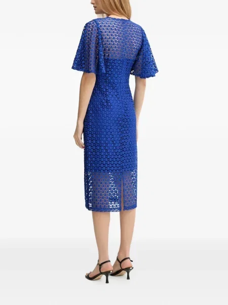 Midi haljina Joseph Ribkoff s V-izrezom s čipkom iznad koljena plava