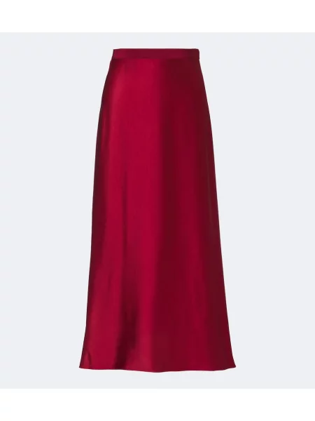 Fusta maxi Fforme din satin asimetrică roșu