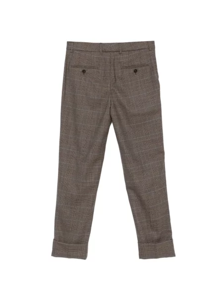 Pantaloni Incotex în carouri maro