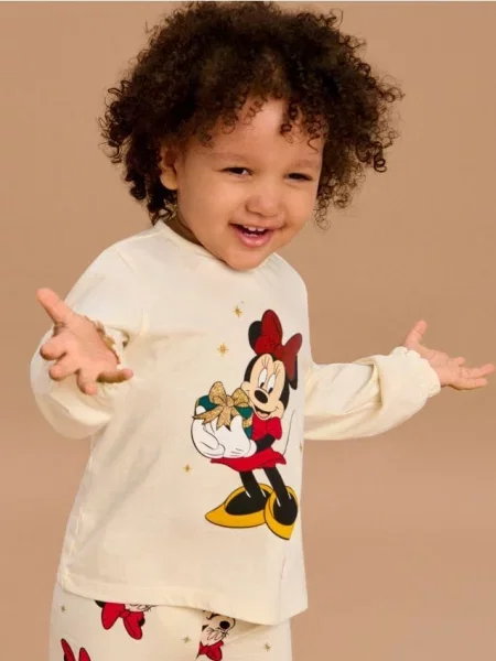 Sinsay Tričko s dlouhými rukávy Minnie Mouse krémová