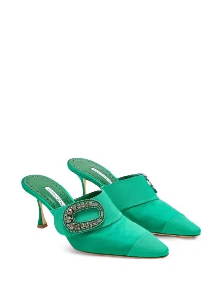 Papuci tip mules Manolo Blahnik verde