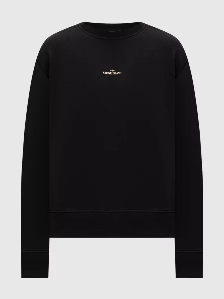 Світшот з принтом логотипа Stone Island чорний