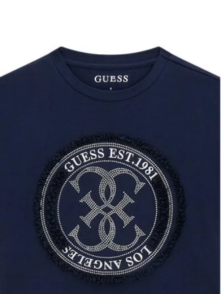 Guess Marškinėliai Tamsiai mėlyna Relaxed Fit balta