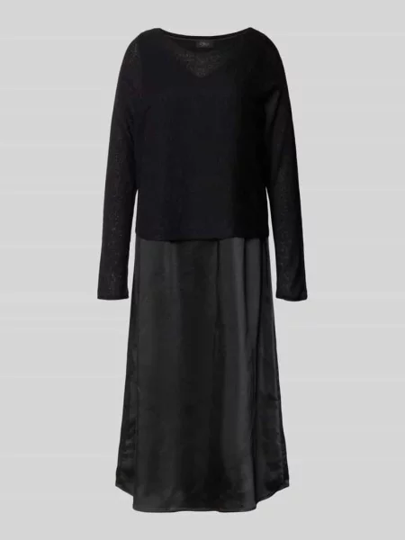 Sukienka casualowa o lejącym kroju w zestawie z krótkim swetrem z dodatkiem wełny S.oliver Black Label czarna