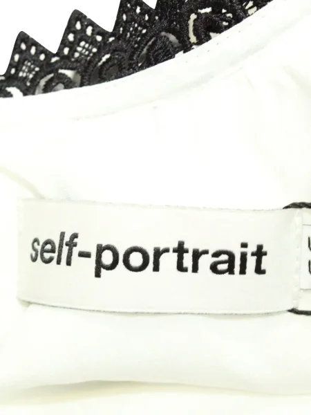 Rochie Self-portrait cu dungi din dantelă de costum alb