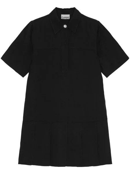 Mała sukienka mini Ganni z twillu garniturowa czarna