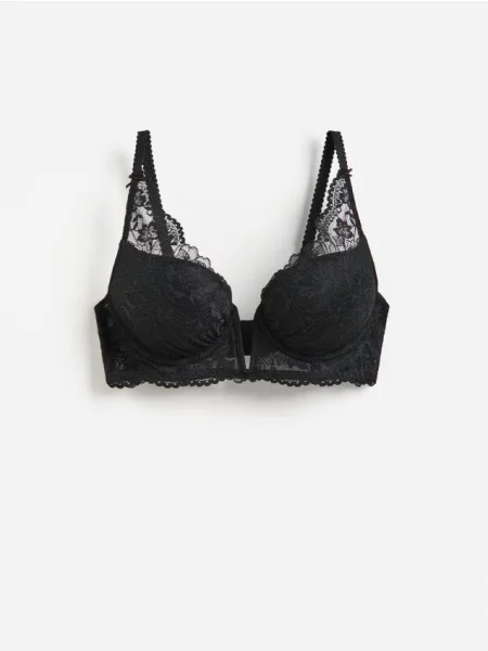 Reserved Sutien super push-up cu dantelă negru