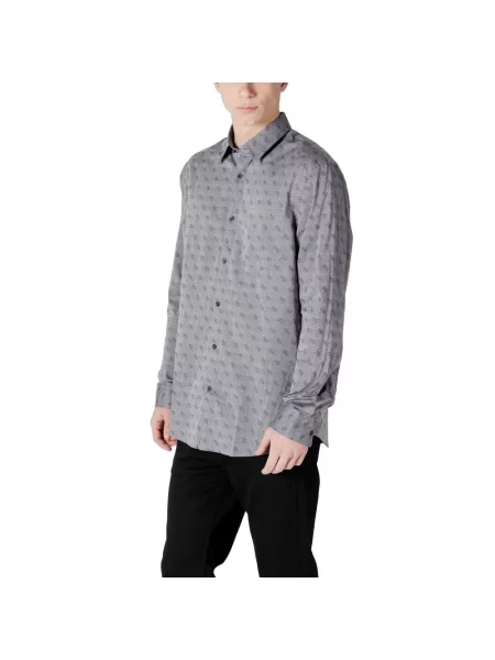 GUESS koszula biznesowa Mężczyźni Regular Fit wzorzysty M szary