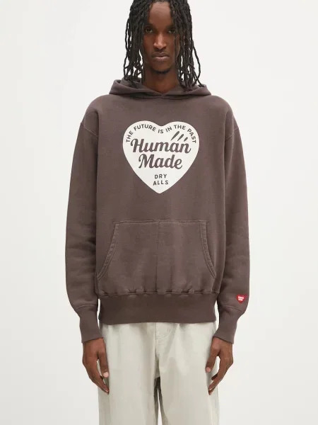 Human Made hanorac de Tsuriami Hoodie cu glugă cu imprimeu maro