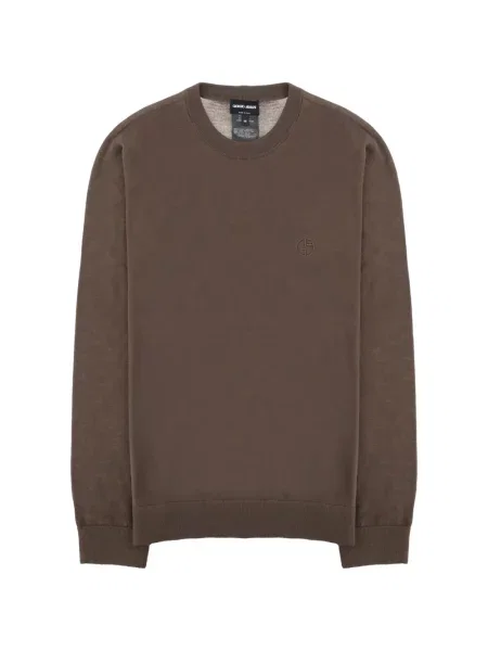 Pulover Giorgio Armani cu broderie de lână maro