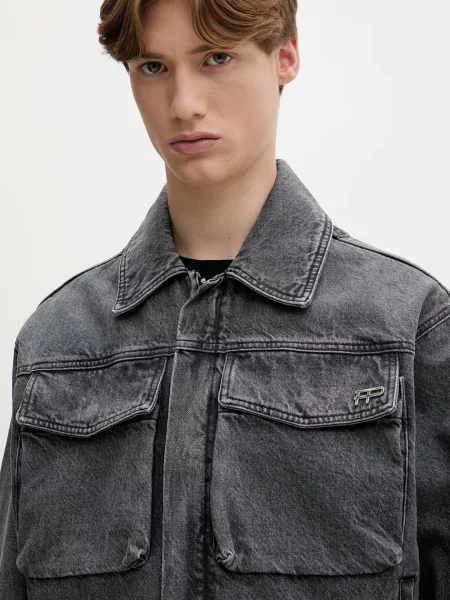 Filling Pieces farmerdzseki férfi farmer Denim Washed szürke