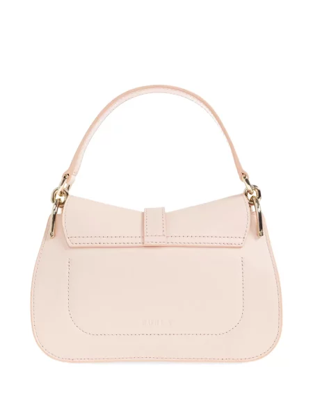 Кожена мини чантичка Furla с катарама розово
