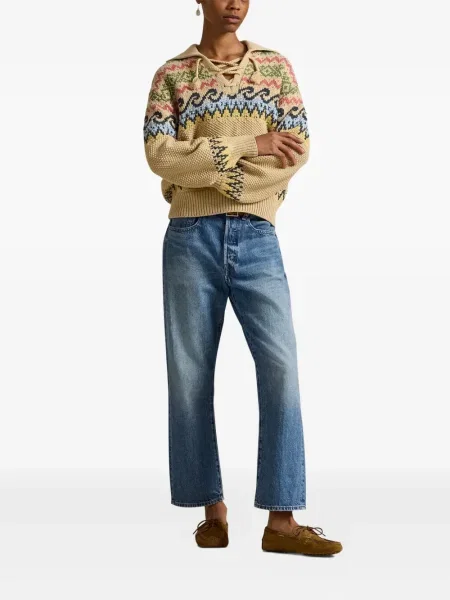 Șapcă Polo Ralph Lauren cu decolteu în V cu autograf în carouri albastru