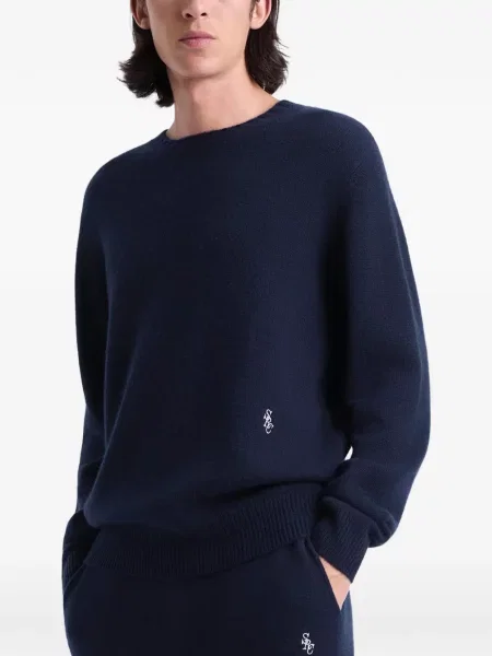 Pulover Sporty & Rich cu autograf albastru