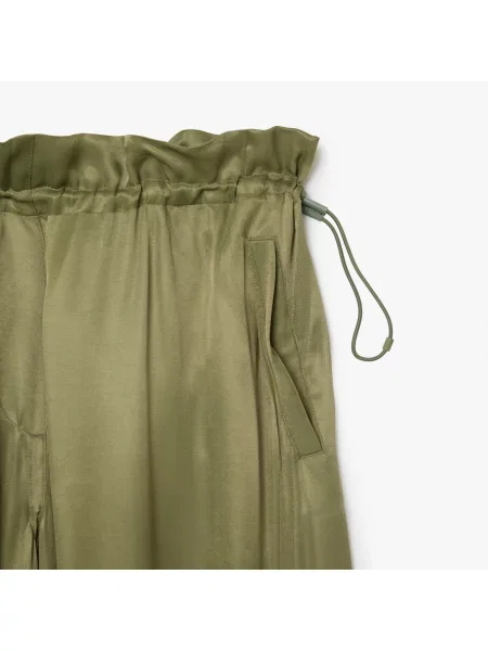 Lacoste Satynowe Spodnie Oversize Cargo zielone