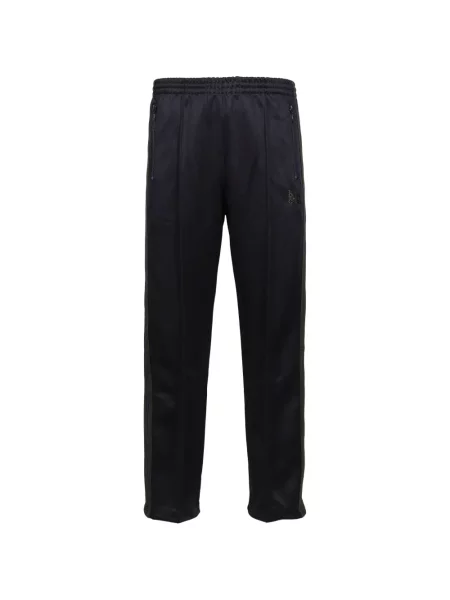 Pantaloni Needles cu broderie cu dungi alergare albastru