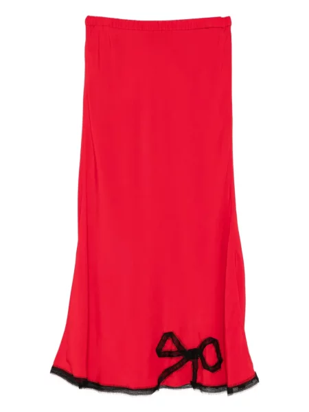 Fustă midi Rochas cu funde până la genunchi roșu