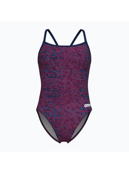Costum de baie întreg pentru femei arena Snake Skin Challenge navy/team redwhiteblue albastru închis