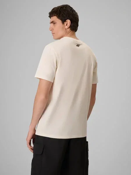 T-shirt regular z nadrukiem 4F biała