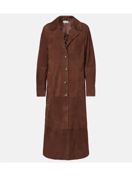 Palton Rixo din piele de căprioară maro