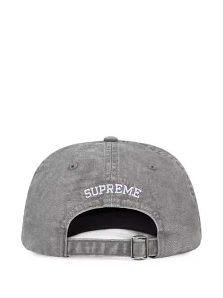 Șapcă Supreme din canvas cu autograf gri