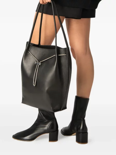 Geanta de piele By Far din piele negru