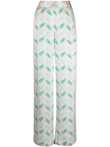 Pantaloni Casablanca de mătase cu imagine albastru