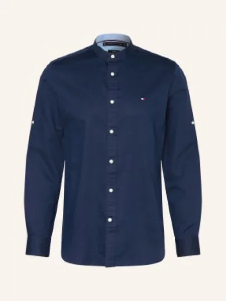 Tommy Hilfiger Koszula Slim Fit Z Stójką I Sznurkami blau granatowa