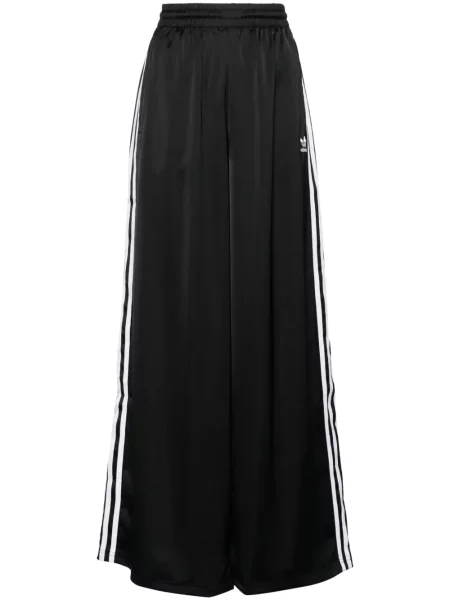 Saténové široké kalhoty Adidas černé