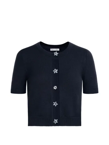 Cardigan Oscar De La Renta cu model floral albastru