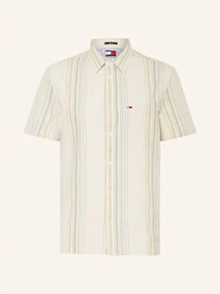 Tommy Jeans Košile S Krátkým Rukávem Regular Fit krémová/ béžová/ zelená béžová