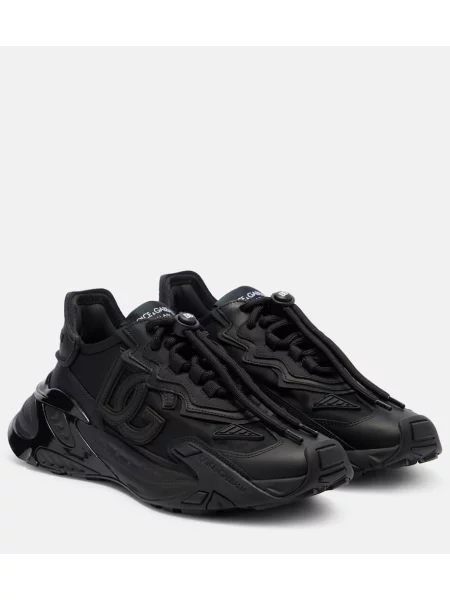 Sneakersy Prada sznurowane skórzane czarne | Shopsy
