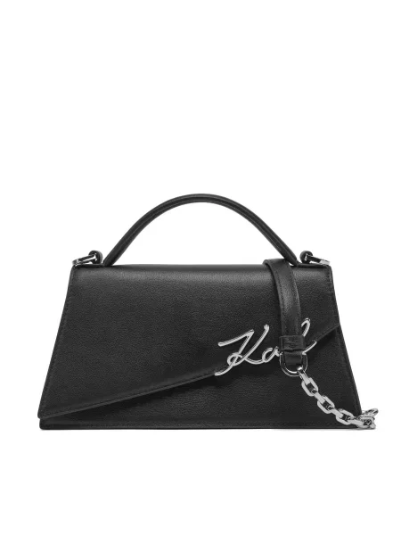 Kožená kabelka Karl Lagerfeld K/SIGNATURE čierna