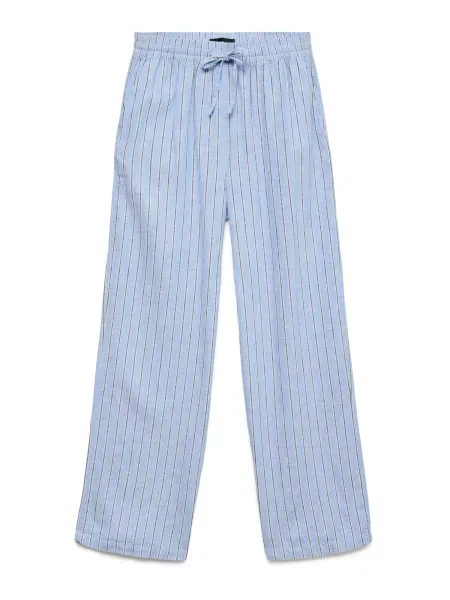 VERO MODA Pantaloni VMLINN albastru deschis / negru alb