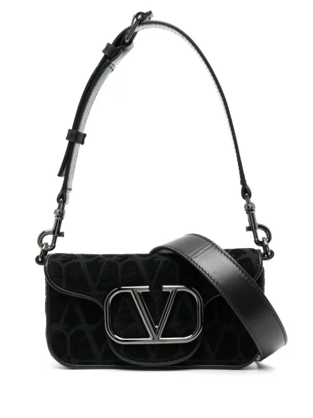 Geantă Valentino Garavani din canvas negru