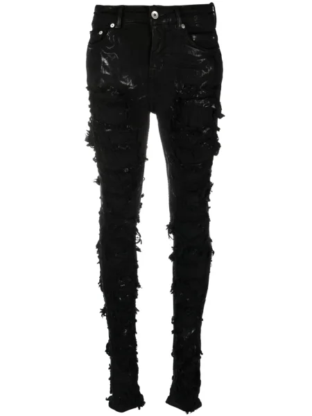 Blugi skinny Rick Owens Drkshdw cu talie înaltă rupți negru