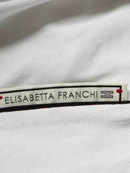 Тениска Elisabetta Franchi с принт с кръгло деколте бяло