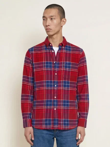 Tommy Hilfiger Flanelová Košile Regular Fit / tmavě fialová / tmavě modrá červená