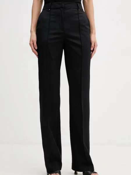 Hlače s primesjo volne Karl Lagerfeld črna