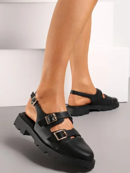 Sandale cu Catarame Decorative Esmarase negre