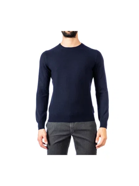 Sweter La Fileria z kaszmiru z kapturem niebieski