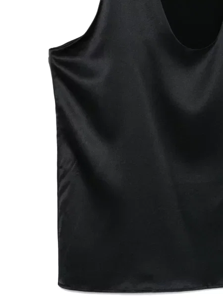 Top Armarium din satin cu gât halter negru