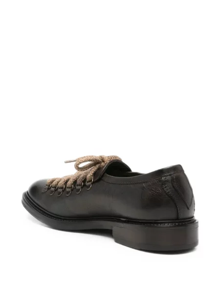 Δερμάτινα sneakers Fratelli Rennella με κορδόνια καφέ