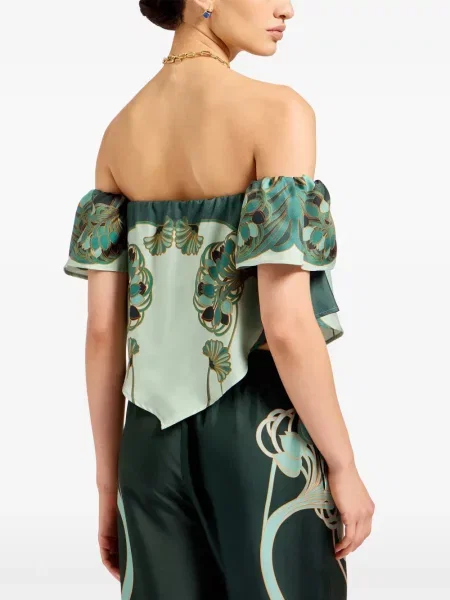 Bluzka w kwiaty La Doublej w kwiatki zielona