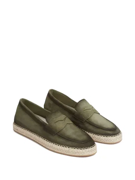 Espadrile Santoni din piele de căprioară verde