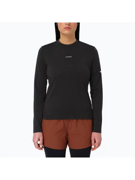 Tricou cu mânecă lungă Salomon din lână merinos alergare negru