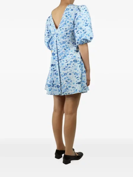 Rochie mini Ganni cu model floral cu imagine albastru