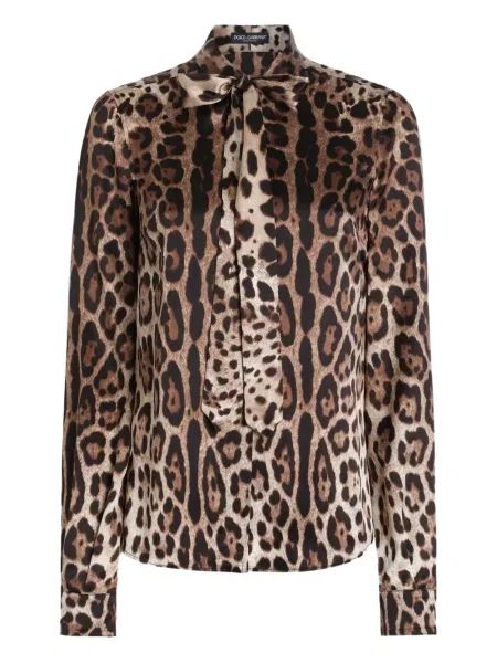 Bluză Dolce & Gabbana cu imagine cu model leopard maro