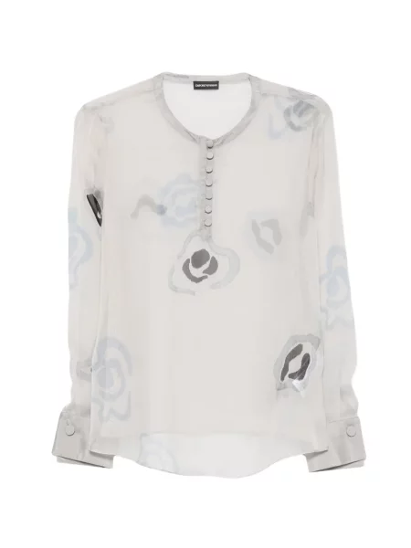 Bluză Emporio Armani de mătase gri